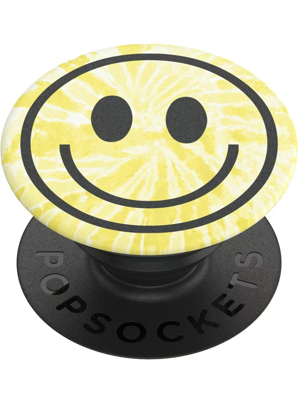 Popsockets Grip with Swappable Top for Cell Phones, PopGrip Tie Dye Smiley