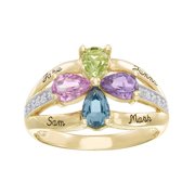 Personalized Family Jewelry Birthstone Daylily Mother's Ring available in Sterling Silver, Gold and White Gold