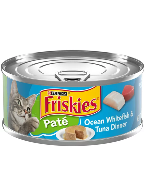 Friskies Ocean Whitefish & Tuna Dinner Pate Wet Cat Food, 5.5 oz Can