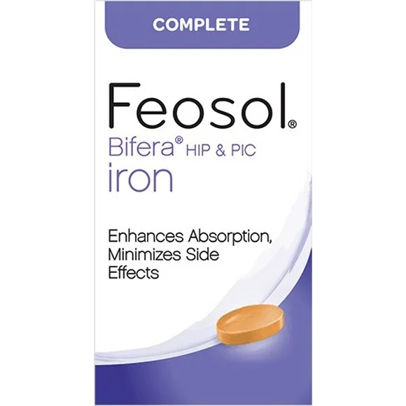 Feosol Complete with Bifera Iron Mineral Supplement Caplets, 30 Ct