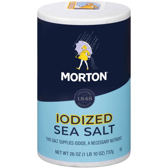 Morton All-Purpose Iodized Sea Salt  Textured Sea Salt for Cooking & Baking, 26 Ounce