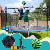 Trampoline Sprinkler Outdoor Water Park, Fun Summer Backyard Water Game Sprinkler Toys for Kids and Adults, Trampoline Accessories Sprinkler 32.8ft Long Hose with 9 Inch Ball for Outdoor Activities