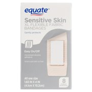 (2 pack) Equate Sensitive Skin XL Flexible Fabric Bandages, 8 Ct