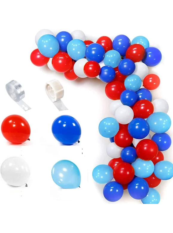 BIRLON Red White Blue Latex Balloons for Celebration Event Boy Girl Birthday Baby Shower Decorations, Pack of 100