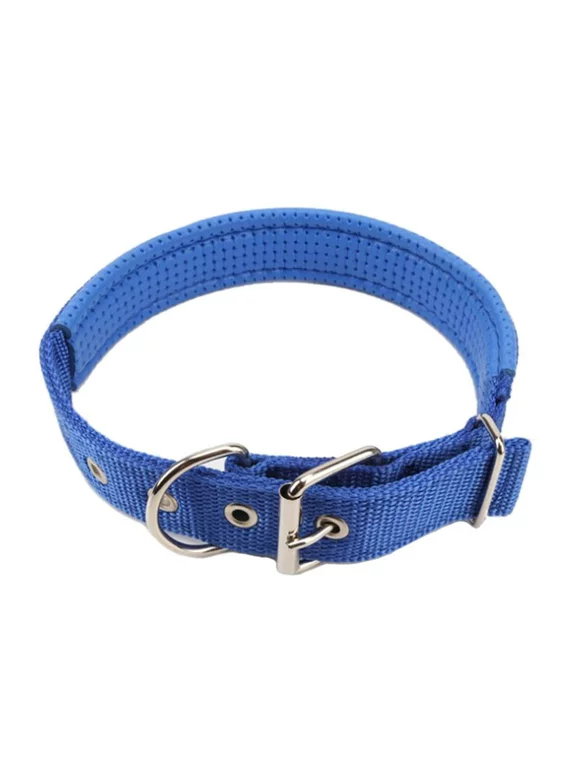 Pet Neck Strap Adjustable Length Nylon Buckle Small Large Dogs Puppy Collar - Blue - 2x50cm