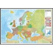 POLITICAL MAP OF EUROPE (EUROPA) - FRAMED POSTER (SPANISH MAP) (36 x 24") (Black Plastic Frame)