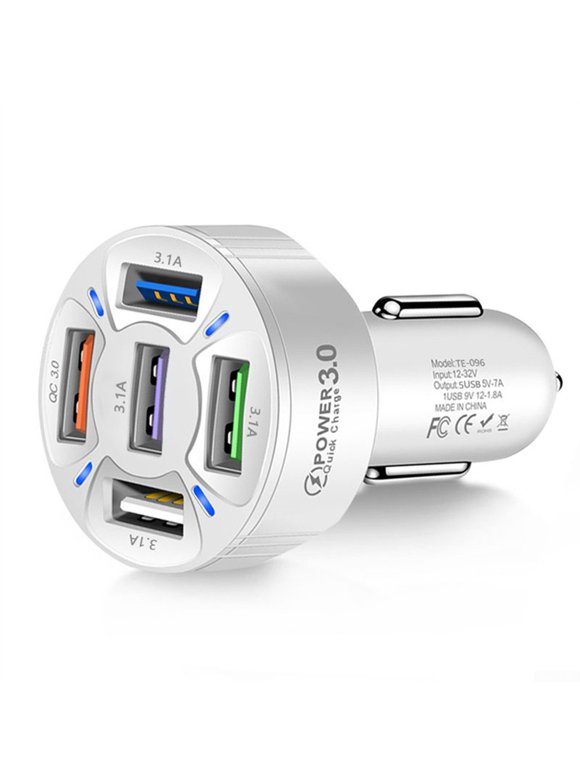 JSSH 5 USB Ports Car Charger Adapter LED Display QC 3.0 Fast Charging Car Accessories
