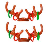2PC Inflatable Reindeer Hat Antler Ring Toss Holiday Party Game Toys