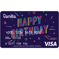 Vanilla Visa Happy Birthday eGift Cards (email delivery)