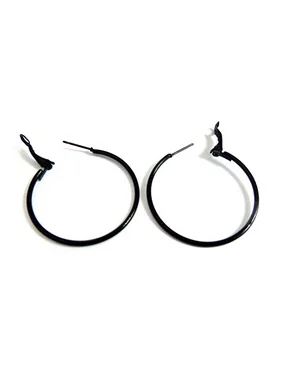 Black Hoop Earrings Classic Thin 2 inch Hoop Earrings