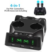 4 in 1 Controller Charging Dock Station Stand for Playstation PS4/MOVE/PS4 VR Move, Quad Charger for Ps4 Move Controller and Vr