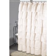 Golden Linens Crushed One Piece Voile Sheer Shabby Chic Gypsy Ruffle Window Curtain Panel (Shower Curtain 70" X 72", Ivory)