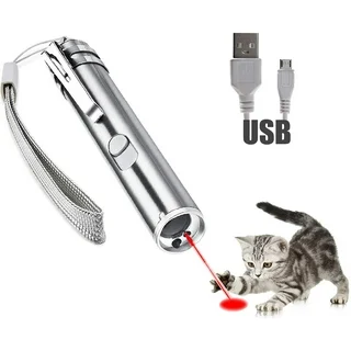 AUPERTO Laser Pointer for Cats USB Rechargeable, Cat Dog Interactive Lazer Toy, 3 Mode - Red Light LED Flashlight UV Light
