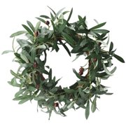 Coolmade 16" Olive Leaf Wreath,Artificial Spring Wreath Natural Vines Green Wreath for Festival Celebration Front Door Wall Window Party Decoration