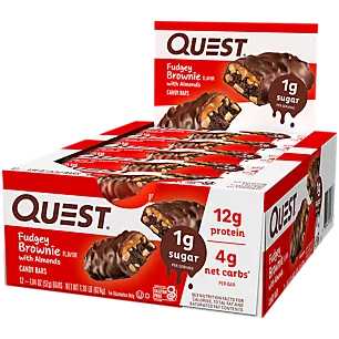 Quest Candy Bars - Fudgey Brownie with Almonds (12 Bars)