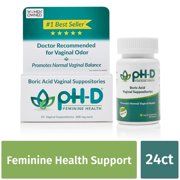 pH-D Feminine Health Support, Boric Acid Vaginal Suppositories, 72ct