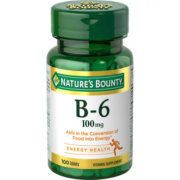 Nature's Bounty Vitamin B-6 Tablets, 100 Mg, 100 Ct