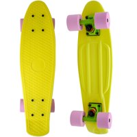veZve Mini Cruiser Skateboard Complete for Kids Boys Girls, 22 inch, Yellow