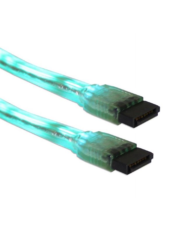 QVS SATAEL-24GN 24 in. SATA 3Gbps Internal Data Neon EL Green Cable