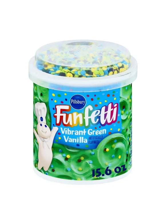 Pillsbury Funfetti Vibrant Green Vanilla Frosting, 15.6 Oz Tub