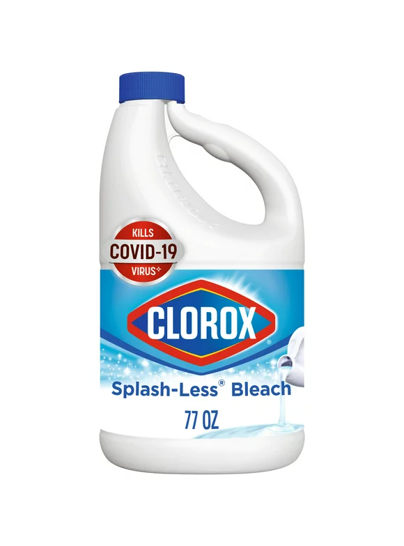 Clorox Splash-Less Liquid Bleach, Regular - 77 Ounce Bottle