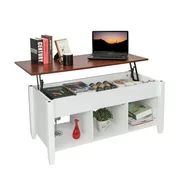 New Lift Top Coffee Table Modern Furniture Hidden Compartment and Lift Tabletop Brown White