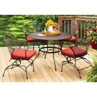 Better Homes and Gardens Wrought Iron Patio Dining Set, Clayton Court Cushioned 5 Piece, Red