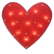 14.25" Lighted Red Heart Valentine's Day Window Silhouette Decoration