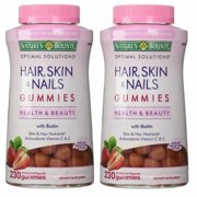 2pk Nature's Bounty Hair Skin & Nails w/ Biotin Strawberry 230 Gummies each