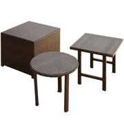 Raleigh Outdoor Wicker Accent Tables, Set of 3, Multiple Colors