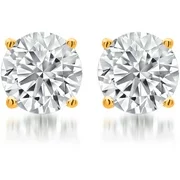 Arista 3/4 Carat T.W. Round White Diamond Women's Stud Earrings in Yellow over Sterling Silver (I-J, I2-I3)