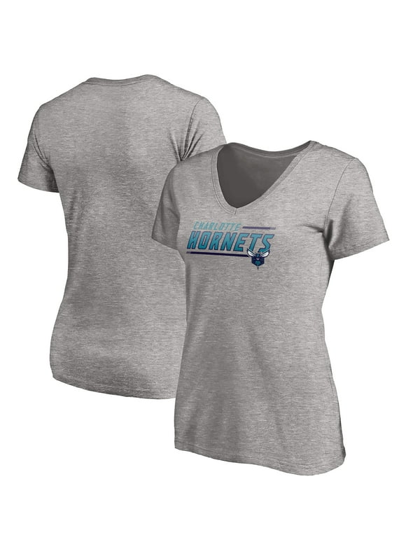 Women's Fanatics Branded Heathered Gray Charlotte Hornets Plus Size Mascot In Bounds V-Neck T-Shirt