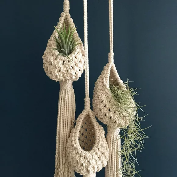 Visland Bohemian Macrame Plant Hangers Indoor Flower Pot Holder Rope Hanging Planter Basket for Wall Home Decor