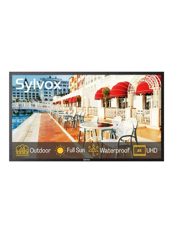 SYLVOX 43 inch Outdoor TV, 2000nits Commercial Signage TV for Business, 2-Yr, 24/7 Operation, IP66 Waterproof TV 4K UHD HDMI, USB, RS232, Speakers, Tuner, Wireless, 2.4G WiFi (Signage 2.0 Series)