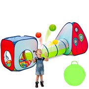Kiddey 3pc Kids Play Tent Crawl Tunnel and Ball Pit Set - Durable Pop Up Playhouse Tent for Boys Girls Babies Toddlers & Pets - for Indoor & Outdoor Use with Carrying Case -Great