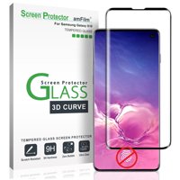 amFilm Screen Protector for Samsung Galaxy S10, Full Cover (Not Fingerprint Scanner Compatible) Tempered Glass Film with Dot Matrix (Black)