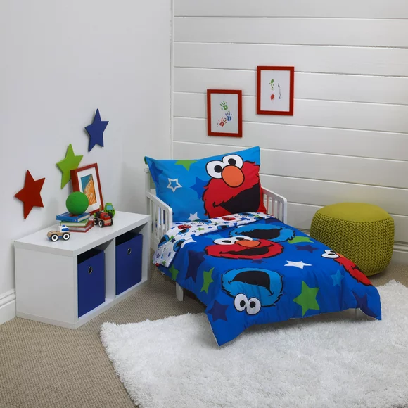 Sesame Street 4-Piece Awesome Buds Toddler Bedding Set