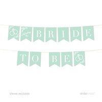 Bride To Be Floral Mint Green Wedding Hanging Pennant Party Banner with String