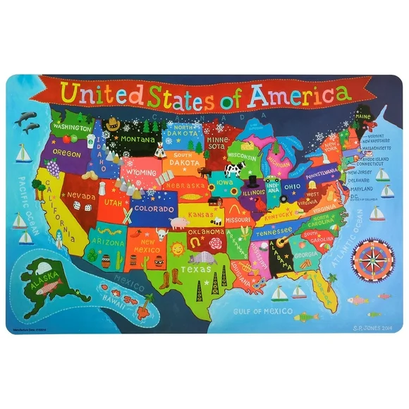 Waypoint Geographic RWPKPM02 Kids USA Place Map for Grade PK Plus, Multi Color