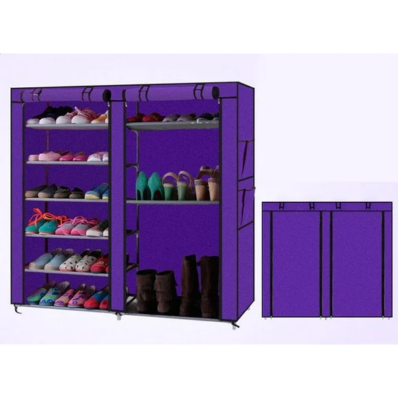 Ktaxon 6 Tiers 12 Grids Shoe Rack Shoe Shelf Shoe Tower Entryway Shoe Cabinet Closet Storage Organizer Space Saving with Dustproof Cover Closet, 42"L x 11.6"W x 45"H, Multiple Colors