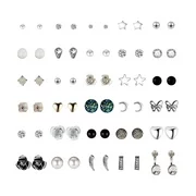 30 Pair Multiple Ear Studs Earrings Set Assorted Crystal Rhinestone Women Piercing Earrings