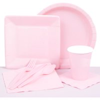 Plastic Solid Tableware Set, Candy Pink