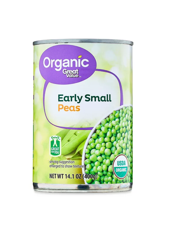 Great Value Organic Sweet Peas, 14.1 -15.0 oz
