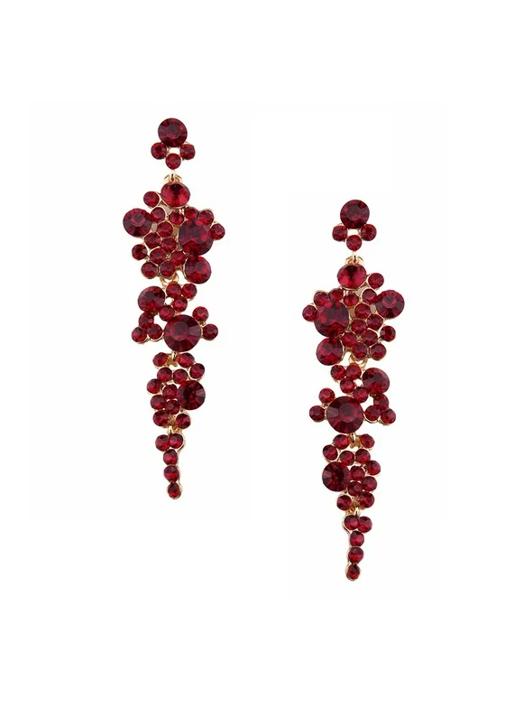 Jewelry Collection Dovima Crystal Drop Earrings, Ruby Red