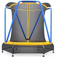Zupapa 66inch Indoor Small Trampoline for Kids Children Ultra Quiet Mini Toddler Baby Trampoline with Enclosure Net Bungee Cords Trampolines
