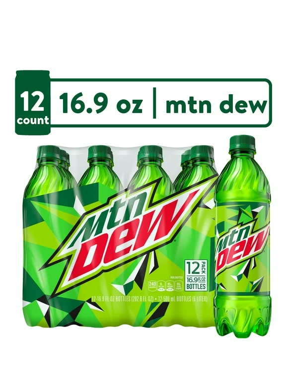Mountain Dew Citrus Soda Pop, 16.9 fl oz, 12 Pack Bottles
