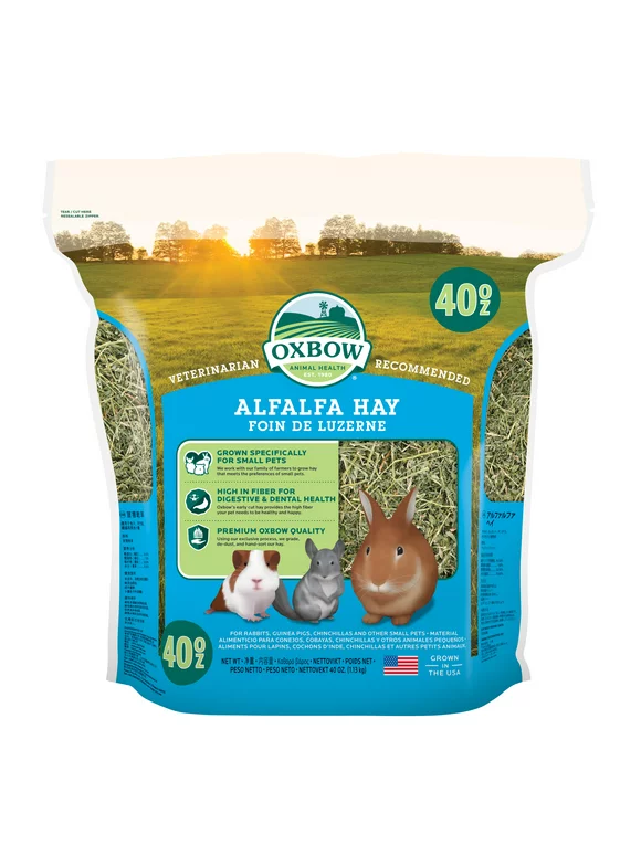 Oxbow Premium Alfalfa Hay Small Animal Food for Rabbits & Small Animals- 40 oz