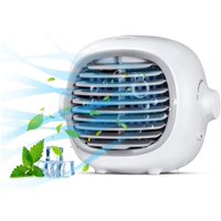 Portable Air Conditioner Fan Evaporative Portable Cooler Fan Space Cooler Fan Quiet Desk Fan with USB Recharged(White)