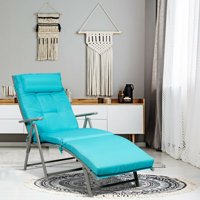 Costway Outdoor Folding Chaise Lounge Chair w/Cushion Turquoise