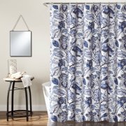 Lush Decor Cynthia Jacobean Floral Polyester Shower Curtain, 72x72, Blue, Single